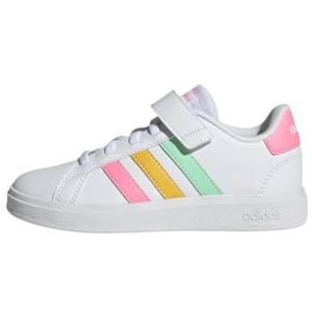 Adidas Grand Court 2.0 Kids Sneakers with Elastic Laces and Top Strap
