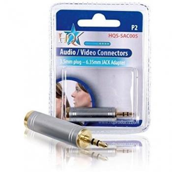 Adaptador Estéreo 3.5mm Macho a 6.35mm Hembra Dorado