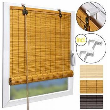 Persiana Rollo de Bambú SolDecor B86 160x140 cm - Klemmfix Robusta Calidad Madera