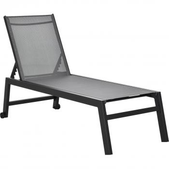 Outsunny Tumbona de Jardín Ajustable con Respaldo Reclinable en 5 Posiciones, Estructura de Aluminio y Texteline, Capacidad de Carga 160 kg, con 2 R