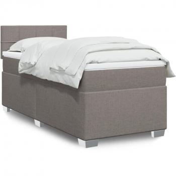 Bastidor de cama box spring con colchón de muelles Tortera 100x200 cm en tela gris taupe