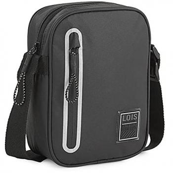 Bandolera Hombre Ajustable de Lona Lois - Bolso Pequeño Negro para Uso Diario 309219