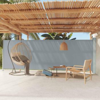 Toldo lateral retráctil de jardín 180x600 cm en color gris, negro, crema y azul