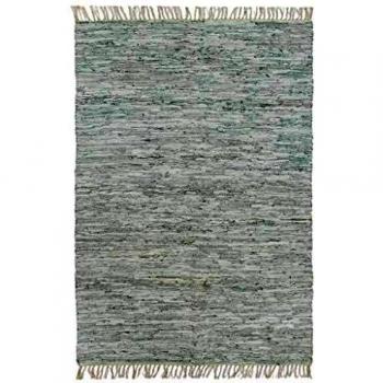 SengentoStyle Vloerkleed chindi handgeweven 160x230 cm leer lichtgrijs