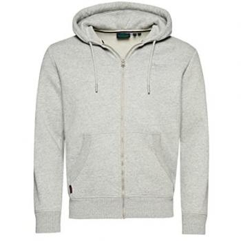 Sudadera con Capucha y Cremallera Superdry Essential Logo Gris Atletismo XXL
