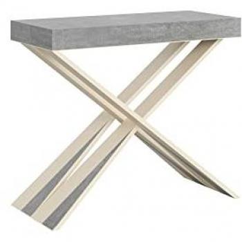 Consola extensible 90x40/300 cm efecto madera gris cemento y hierro