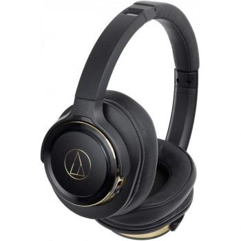 Auriculares Bluetooth Audio Technica BGD con Graves Potentes y Hasta 40 Horas de Reproducción, Color Negro/Dorado ATH-WS660BT