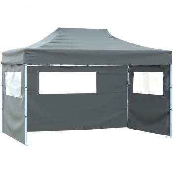 Gazebo Profesional Plegable 3 Paredes 3x4m Acero Antracita
