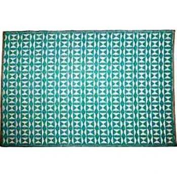 Alfombra de exterior Solys de polipropileno 180 x 120 cm en color azul claro y blanco