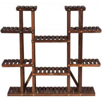 Estante de Madera para Plantas con 6 Niveles, Soporte Expositor Carbonizado para 17 Macetas Flores, Ideal para Balcón, Patio y Salón - Costway