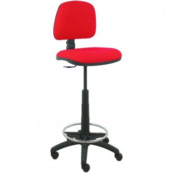 Taburete Ergonómico Isso Bali Rojo con Respaldo y Aro Reposapiés Cromado