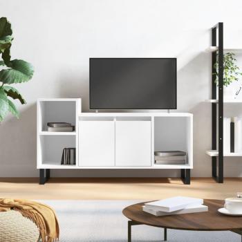 Soporte para TV de madera multicapa blanco pulido 100x35x55 cm