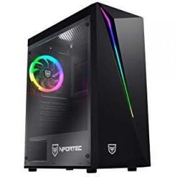 Nfortec Lynx - Torre Gaming Compatible con Placas ATX, Mini-ATX e ITX y Ventilador RGB Incluido en la Parte Trasera, color Blanco RGB