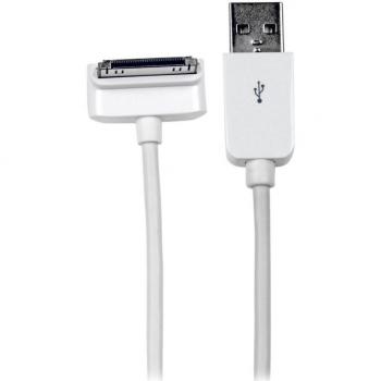 StarTech.com USB2ADC1MD - Cable cargador conector 30 pines acodado hacia abajo, de Apple a USB 2.0, blanco