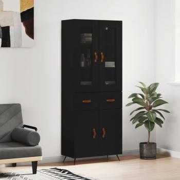 Aparador Alto Negro de Madera Contrachapada 69,5x34x180 cm