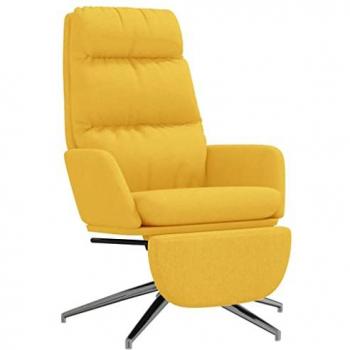 Sillón de Relax con Reposapiés en Tela Amarillo Mostaza