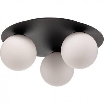 Plafón Solar EMIBIG LIGHTING, negro/opalino, 3 luces, lámpara de techo de metal y cristal negro, dimensiones h: 19 cm x l: 43 cm