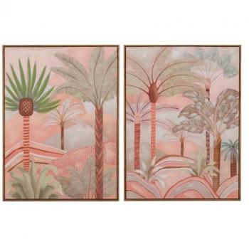 Set de Cuadros Paisaje Multicolor con Marco Natural 60x4x80 cm