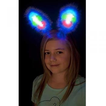 Orejas de Conejo Luminosas Blancas y Azules para Fiesta