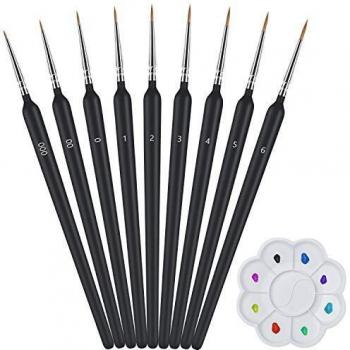 Vicloon Pinceles para Pintura, 9 Piezas of Pinceles de Detalle con Paleta de Pintura Mezcla, Set de Pinceles para Pintar en miniatura al para acrílicos, acuarela, pintura de maquetas, dibujo de línea