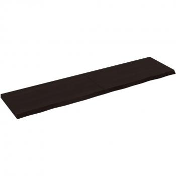 Estante de pared de madera de roble macizo tratado en color marrón oscuro, dimensiones 160 x 40 x (2-4) cm