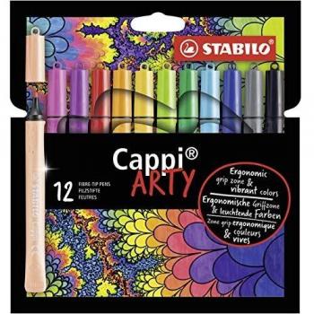 Rotulador STABILO Cappi ARTY - Estuche con 12 colores - Con anilla para juntar los tapones