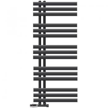 Radiador Toallero de Baño LuxeBath Iron EM 500x1200 mm Antracita con Termostato y Kit de Montaje para Conexión Central en Esquina