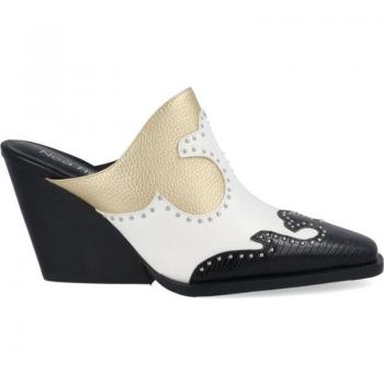 Zuecos de tacón de mujer estilo cowboy Noa Harmon con micro remaches en varios colores y botines Andre 9635-0M60 multi negro