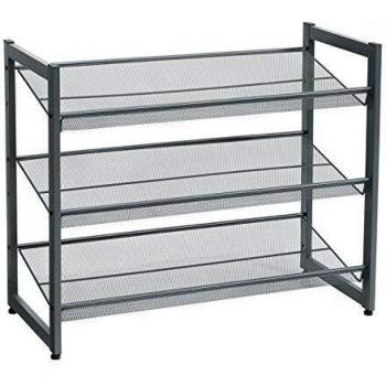 SONGMICS Zapatero de Metal apilable, Estantería para Zapatos con baldas Ajustables, Estante de Zapatos de 3 Niveles para Entrada, Gris Frío LMR03GB