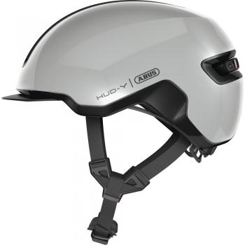ABUS Hud-Y Race Grey Bicycle Helmet with LED, Size S (48-54 cm)