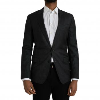 Dolce & Gabbana Black Stripe MARTINI Single Breasted Coat Blazer - IT46 | S