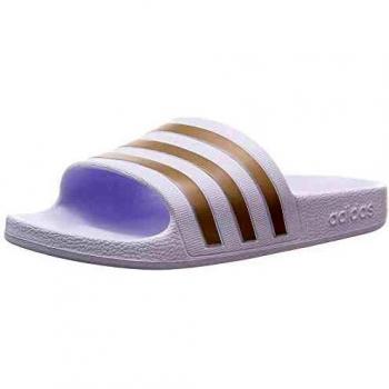 Adidas Adilette Aqua Slides, Size: UK 7 (40.5 EU), Colour: White/Metallic