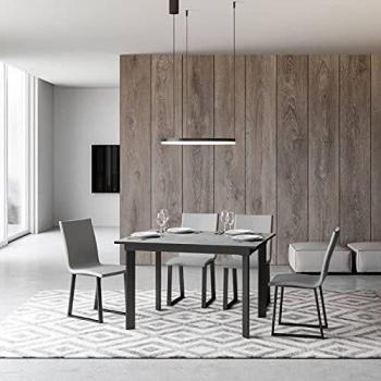Mesa extensible Cumar 90x120/180 cm cemento con estructura antracita