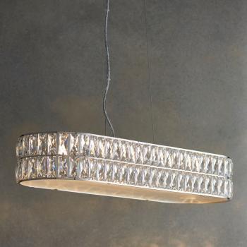 Barra de luces LED colgante Verina de 5 luces en acero cromado con detalles de cristal