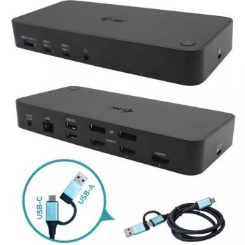 i-tec USB 3.0/USB-C/Thunderbolt 3 Docking Station, 3x HDMI, 2x DisplayPort, Gigabit Ethernet, 2x USB 3.0, Power Delivery (100W/