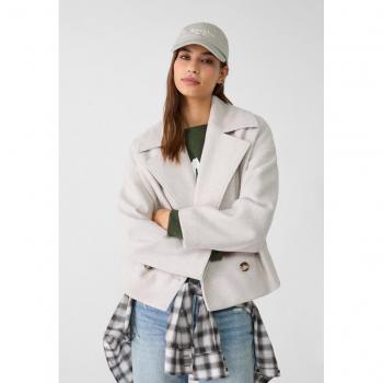 Ecru Short Double-Breasted Coat XS