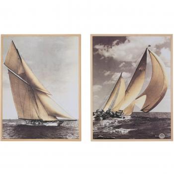 Belssia Cuadro Veleros Regata, Madera, Multicolor, 78x5x102 cm, 2 Unidades