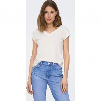 Camiseta Mujer Only Modelo Free Manga Corta Cuello Pico Color Blanco