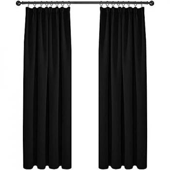Deconovo Cortinas Termicas Aislantes Dormitorio Decoración Ventanas para Habitacion Moderna con Doradillas 2 Piezas 140x210cm Negro