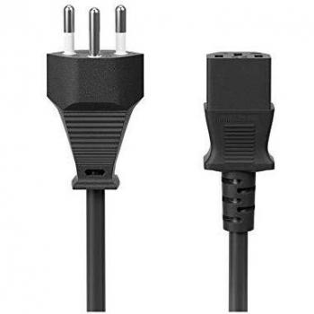 Cable de alimentación Kaltgeräte Suiza, Conector Tipo J (SEV 1011), Enchufe C13 IEC, Longitud 2m, Negro