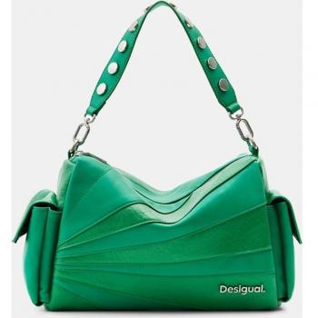 Bolso de mano mediano con patch texturas verde para mujer