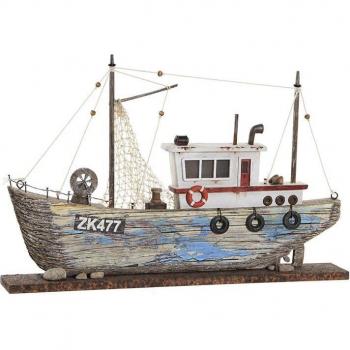 Figura Decorativa DKD Home Decor Barco Azul y Blanco 40 x 5 x 24 cm