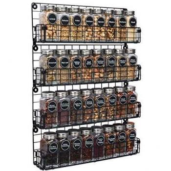 Especiero Organizador de Estantes de Almacenamiento de Estante de Especias de Alambre Apilable de 4 Niveles Montado En La pared,Ldeal para Almacenamiento En el Hogar y La Cocina