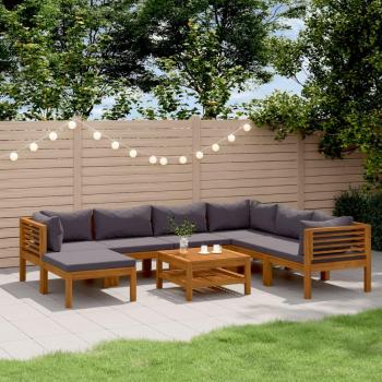 8-Piece Solid Acacia Wood Garden Lounge Set with Cushions