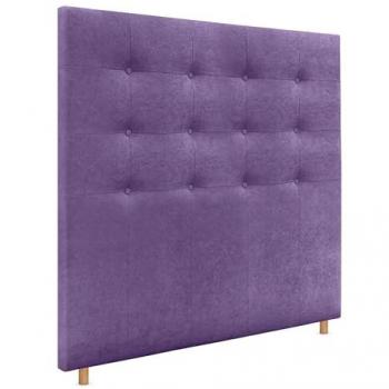 Cabecero Capitoné Hasta el Suelo 135x120cm Tapizado en Tela Aqualine y Polipiel Lila para Cama Dormitorio