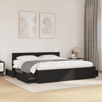 Estructura de cama redonda con cabecero sin colchón color negro 200x200 cm