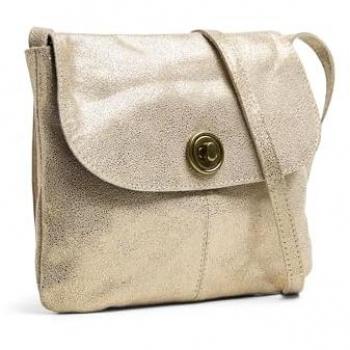 Pieces Totally Large Gold Leather Shoulder Bag