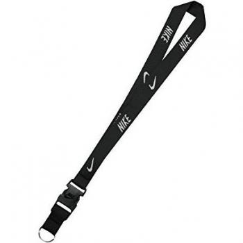 Nike Black Unisex Sports Lanyard - One Size - Polyester