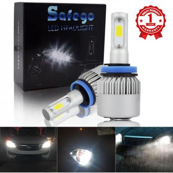 Safego 2x H8 H9 H11 Faro Bombillas Alquiler de luces LED 60W 8000LM brillante estupendo de la lámpara con la viruta del COB para el coche / Van / Camión / vehículo Car Auto Llevado conduciendo la Luz de Niebla NO CANBUS