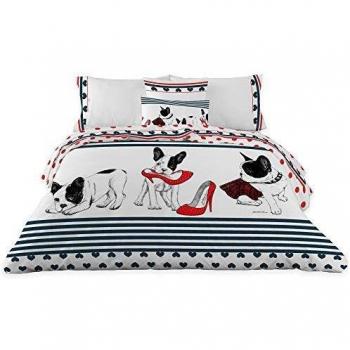 Dolores Promesas Funda Nordica Estampada Digital. Tejido Algodón 150 Hilos. Ligera, Comoda y Suave. Diseño Calidad Adaptable. Tula Heart Rojo. Cama 135 cm
